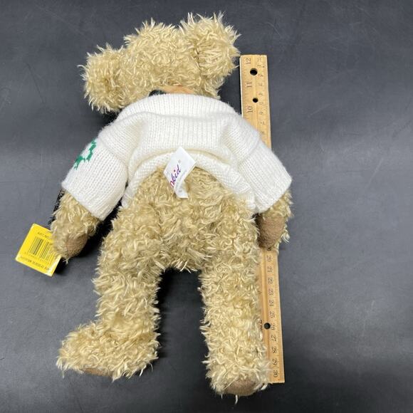 Vintage Sunkid Teddy Bear 11" Stuffed Plush Animal Germany Plaid Scarf Sweater - Picture 9 of 16